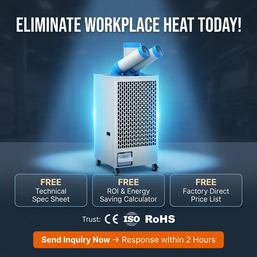 OEM White Metal Body 24 7 Dual Duct Cold Heat Isolation Portable Spot Cooler Pendingin Udara Industri untuk Bengkel