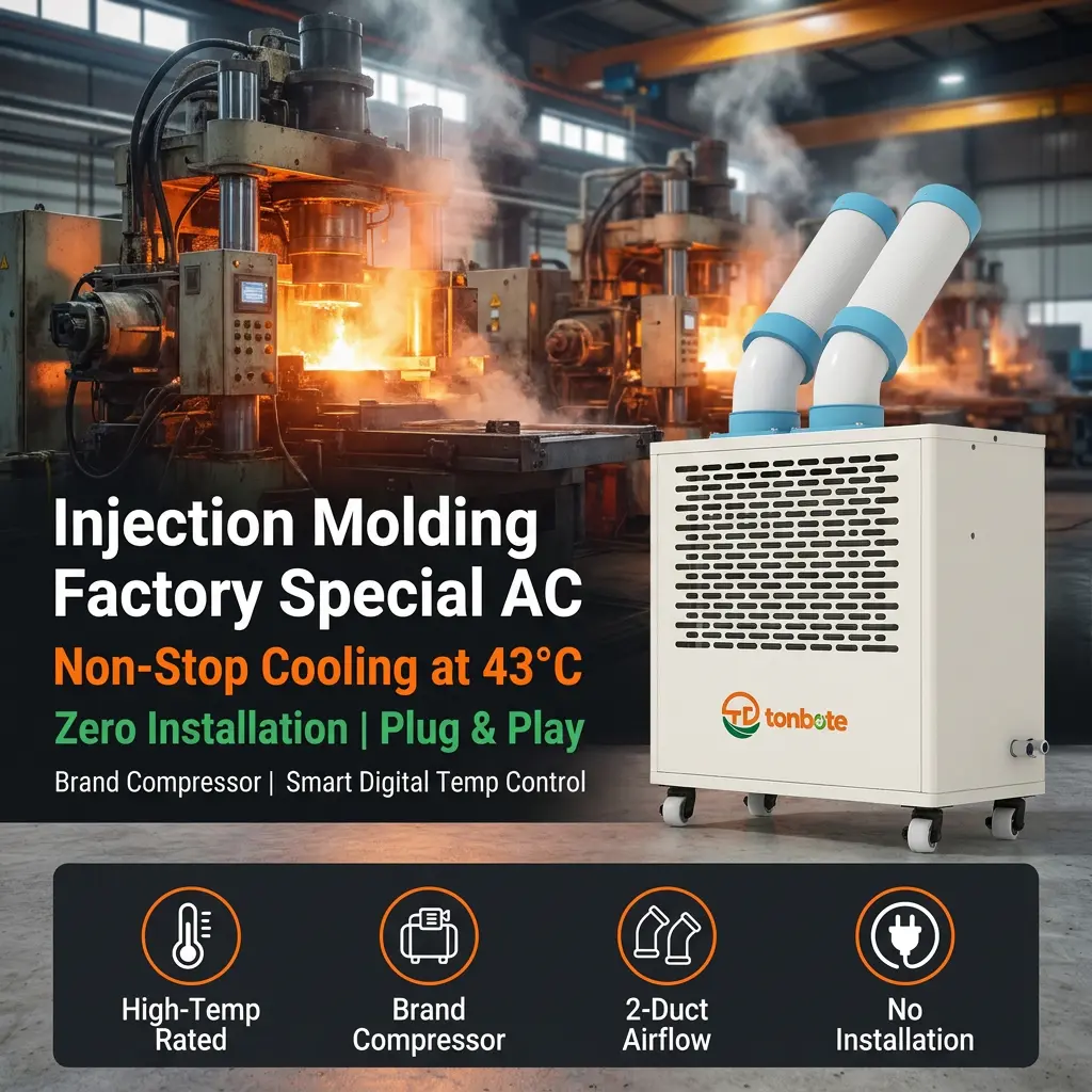 Custom Low Profile White Dual Cooling Duct Plug Play Movable Spot Cooler AC Industri Portabel Dengan Dapur Komersial Custom Low Profile White Dual Cooling Duct Plug Play Movable Spot Cooler AC Industri Portabel Dengan Dapur Komersial